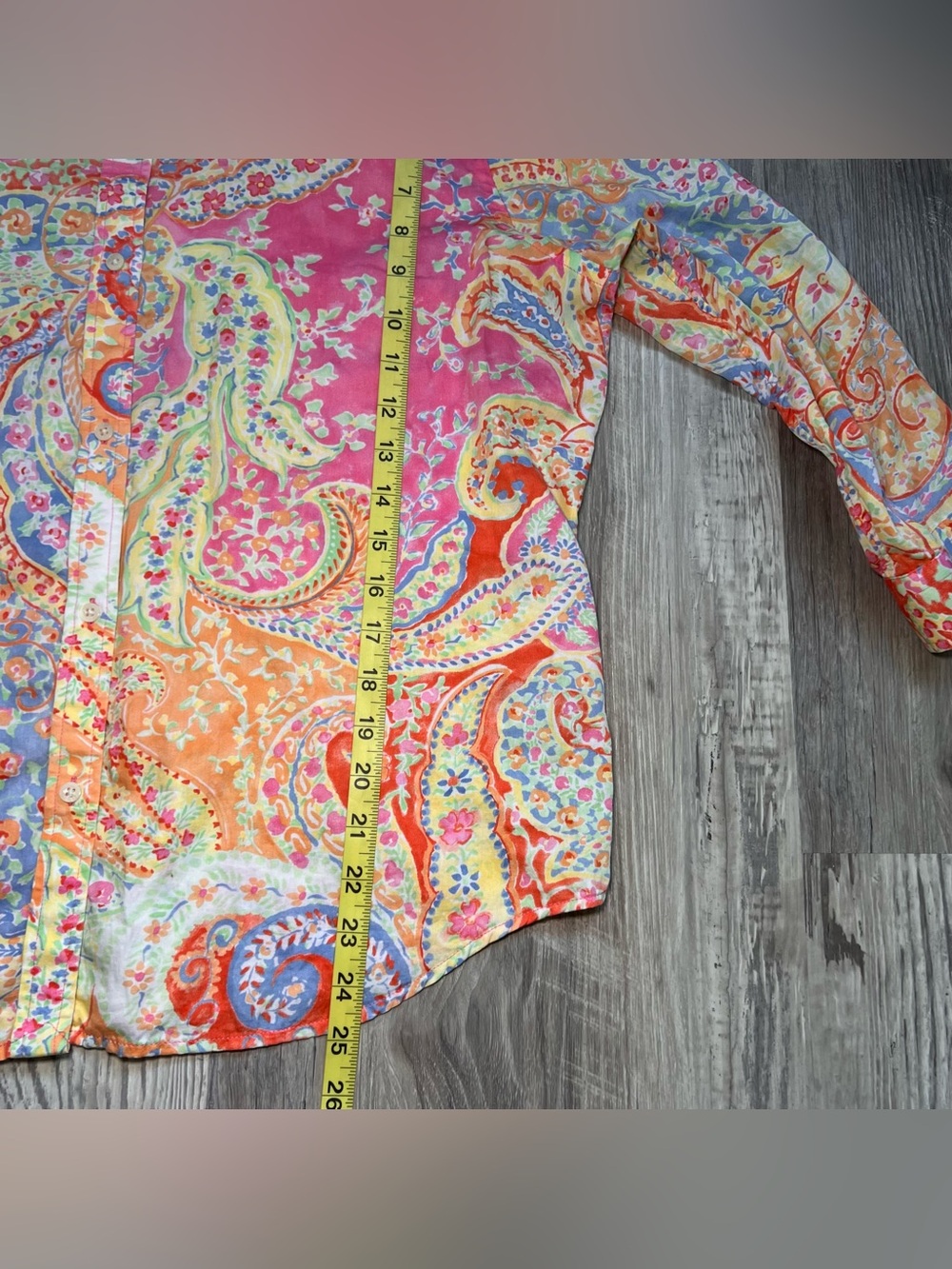 LAUREN RALPH LAUREN Paisley Print Button Down 3/4 Sleeve Womens Shirt - Picture 4 of 7